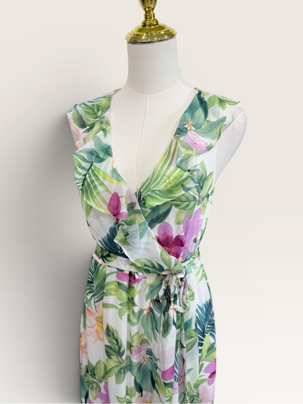 Tommy Bahama XS Tropical Bliss Printed Sleeveless Belted Dress White Multi NWT - Picture 4 of 15